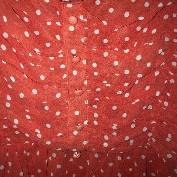 Forever 21 Sundress Dress Large Orange White‎ Polka - Picture 4 of 16
